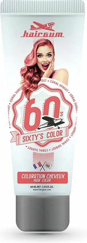 Semi-permanente kleurstof Hairgum Sixty's Color coral sunset (60 ml)