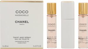 CHANEL COCO MADEMOISElle EAU DE TOILETTE TWIST AND SPRAY 20ML VAPORIZADOR 3 UND