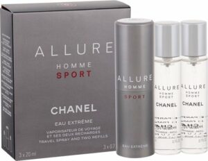 Chanel Allure Homme Sport Eau Extreme Mini Edt Concentree Spray   2 Refills 3 X 21 ml for Men