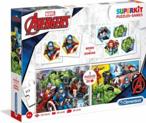 Clementoni - Super kit puzzel en spellen 4in1 - Marvel The Avengers, puzzels kinderen