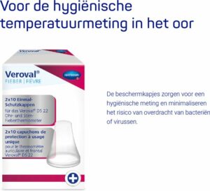 Veroval 2-in-1 infrarood koortsthermometer: voor het eenvoudig en snel meten van koorts in het oor of voorhoofd, ideaal voor gezinnen met kinderen, met 10 beschermkapjes